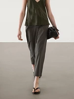 Straight-leg cotton blend trousers