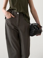 Straight-leg cotton blend trousers