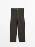 Straight-leg cotton blend trousers