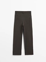 Straight-leg cotton blend trousers