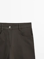 Straight-leg cotton blend trousers