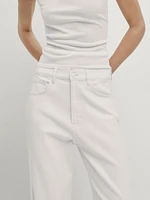 High-waist jeans with fabric detail