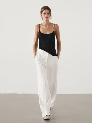 Straight-leg crepe trousers