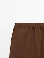 Poplin trousers with elasticated waistband