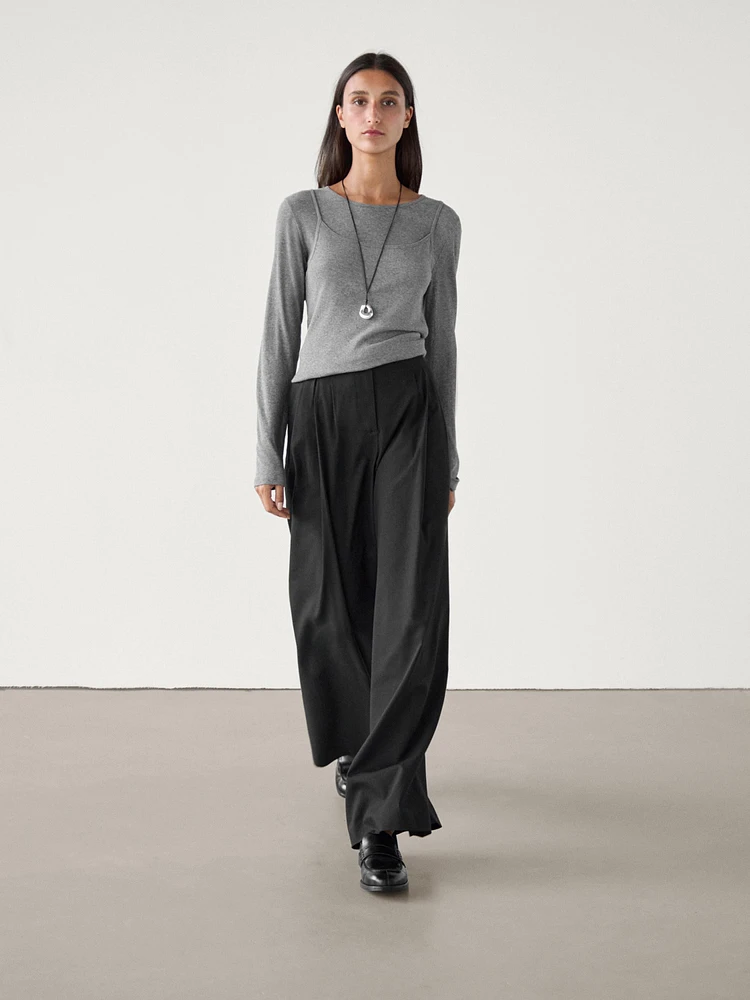 Pleated palazzo trousers