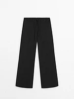 Poplin drawstring jogger-fit trousers