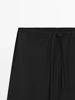 Poplin drawstring jogger-fit trousers