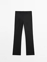 100% wool flared trousers