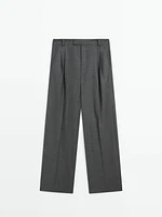 Straight-leg pleated wool trousers co-ord