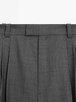 Straight-leg pleated wool trousers co-ord