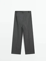 Straight-leg pleated wool trousers co-ord