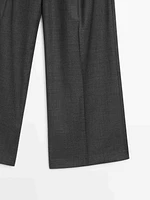 Straight-leg pleated wool trousers co-ord