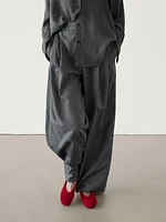 Straight-leg pleated wool trousers co-ord