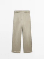 Satin linen blend trousers