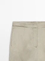 Satin linen blend trousers