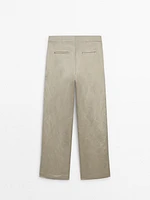 Satin linen blend trousers