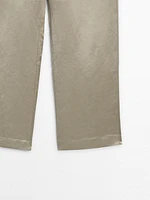 Satin linen blend trousers