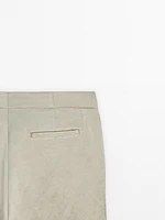 Satin linen blend trousers