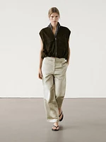 Satin linen blend trousers