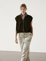 Satin linen blend trousers