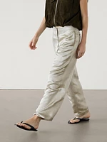 Satin linen blend trousers