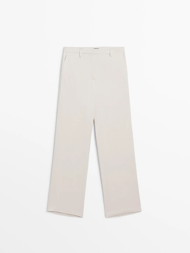 Wide leg satin trousers