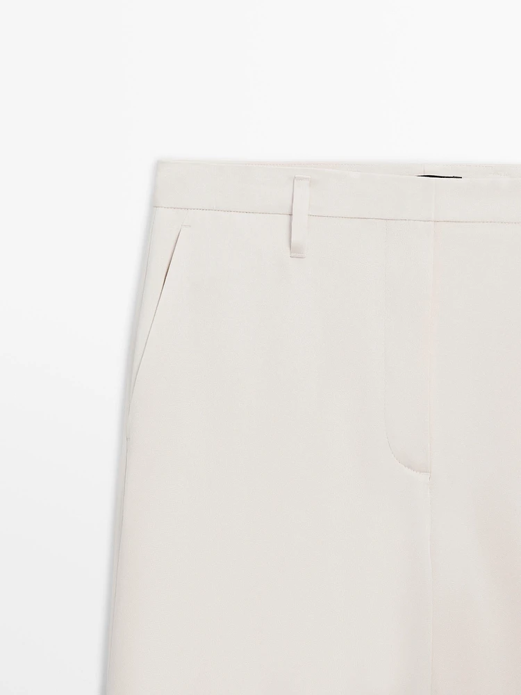 Wide leg satin trousers