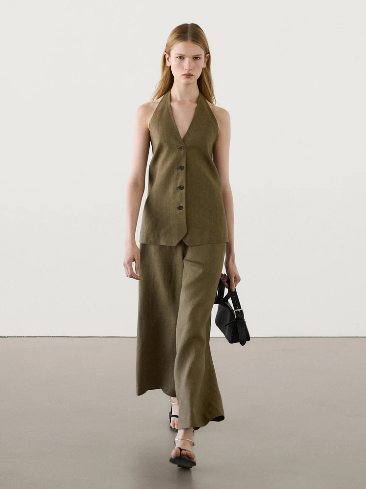 Wide-leg linen co-ord trousers