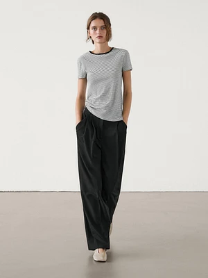 Straight-leg trousers with double darts