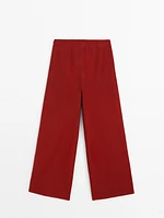 Linen blend wide-leg co-ord trousers