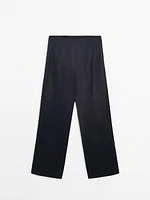 Satin wide-leg cropped co-ord trousers