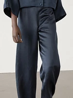 Satin wide-leg cropped co-ord trousers