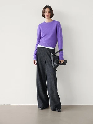 100% wool straight-leg trousers