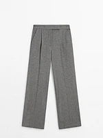 Wool blend straight-leg trousers