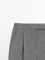 Wool blend straight-leg trousers