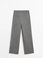 Wool blend straight-leg trousers