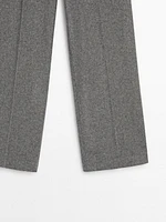 Wool blend straight-leg trousers