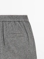 Wool blend straight-leg trousers