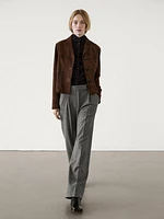 Wool blend straight-leg trousers