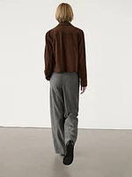 Wool blend straight-leg trousers