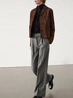 Wool blend straight-leg trousers