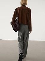 Wool blend straight-leg trousers