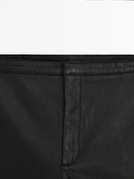 Waxed flare fit cropped trousers