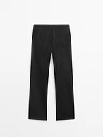 Waxed flare fit cropped trousers