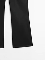 Waxed flare fit cropped trousers