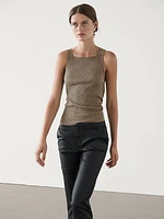 Waxed flare fit cropped trousers