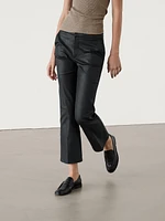 Waxed flare fit cropped trousers