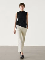 Waxed flare fit cropped trousers