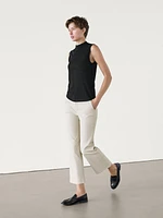 Waxed flare fit cropped trousers