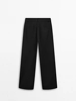 Straight-leg cropped cotton trousers